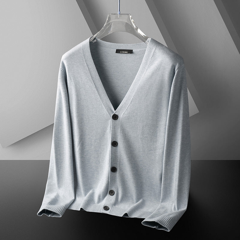 Thin Trendy Casual Outdoor Cotton Knitwear Black Sweater